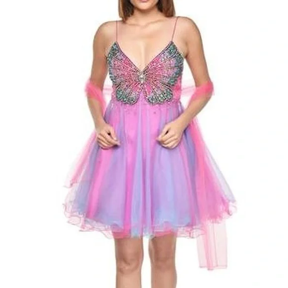 Terani Couture | Dresses | Terani Couture Vintage Butterfly Dress In  Fuchsiamulti From 20 | Poshmark